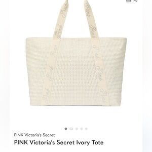 PINK Victoria's Secret Cream Tote - Bling Tote